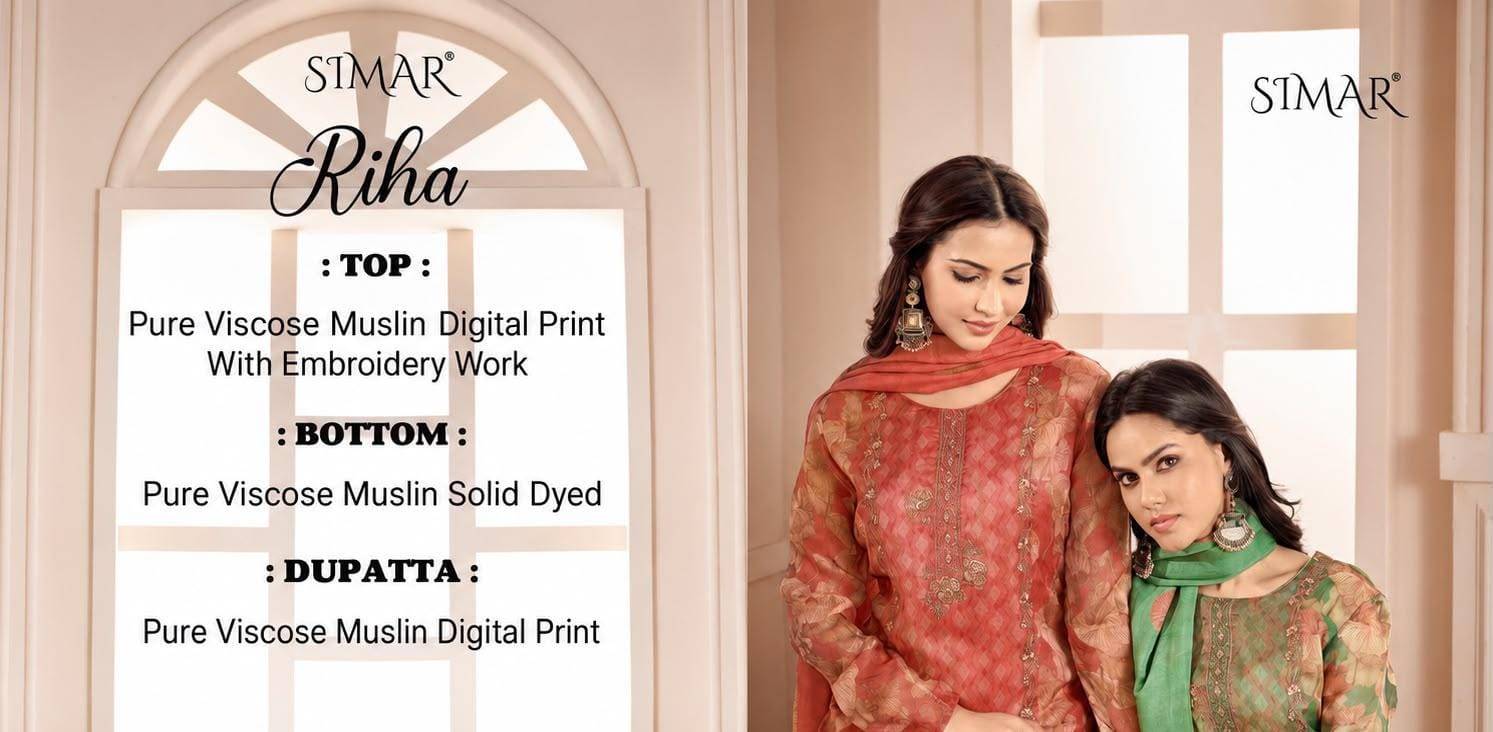 Riha By Glossy 7119 Series Beautiful Colourful Muslin Dresses At Wholesale Price